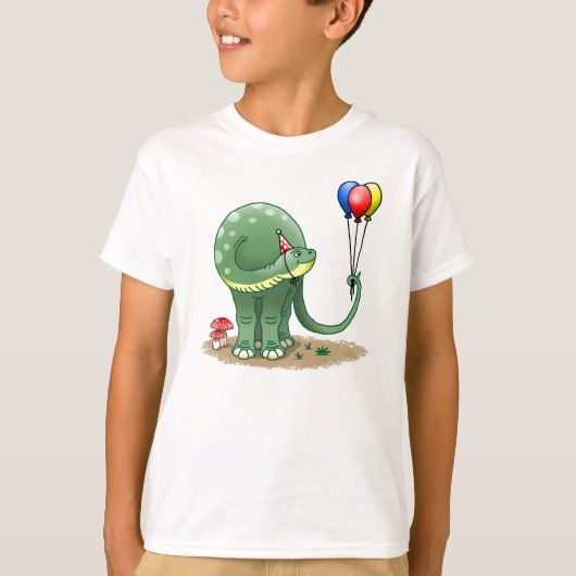 Dino die ballonnen vasthoudt t-shirt (Voorkant)