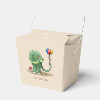 Dino die drie ballonnen vasthoudt bedankdoosjes