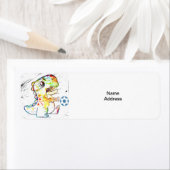 Dino die een etiket van het de omslagadres van de  (Insitu)