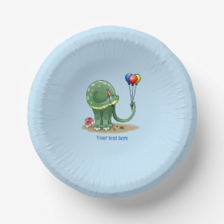 Dino die Kleurrijke Ballonnen Vasthoudt Papieren Kommen