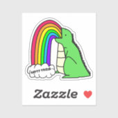 Dino die regenbogen braakt Sticker (Vel)