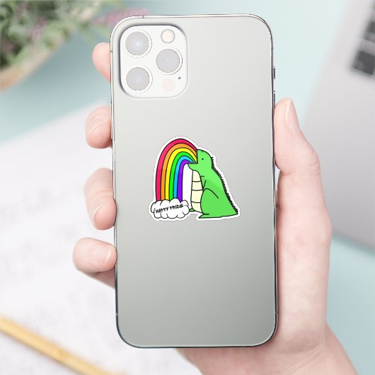 Dino die regenbogen braakt Sticker (Telefoon)