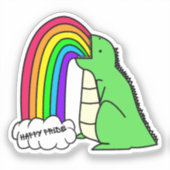 Dino die regenbogen braakt Sticker (Voorkant)