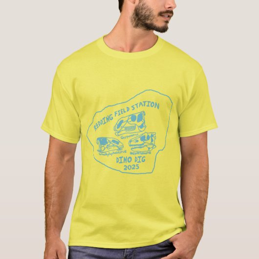 Dino Dig 2025 Teal Print T-shirt (Voorkant)