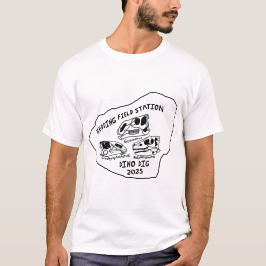 Dino Dig 2025 Zwarte Print T-shirt (Voorkant)