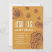 Dino-Dig · Dinosaurus Dig Verjaardagsfeestuitnodig Kaart (Voorkant)