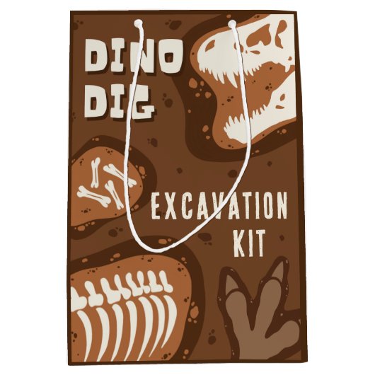 Dino Dig Dinosaurus Uitgraving Kit Feestgeschenk B Medium Cadeauzakje (Voorkant)
