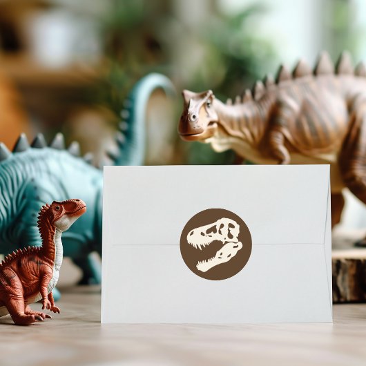 Dino Dig Dinosaurus Uitgraving Verjaardag Uitnodig Ronde Sticker