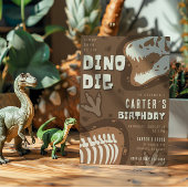 Dino Dig Dinosaurus Uitgraving Verjaardagsfeest Kaart