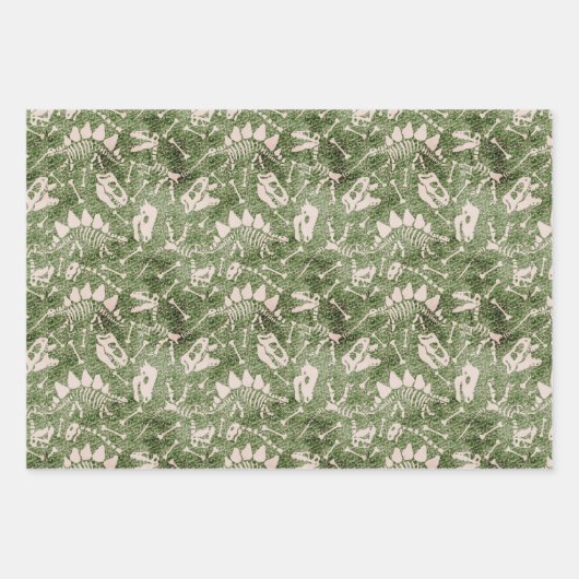 Dino Dig, meerkleurig Inpakpapier Vel (Voorkant)