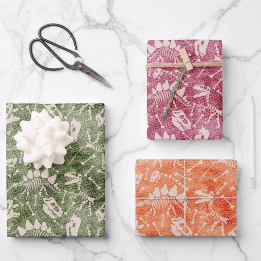 Dino Dig, meerkleurig Inpakpapier Vel (Voorkant)