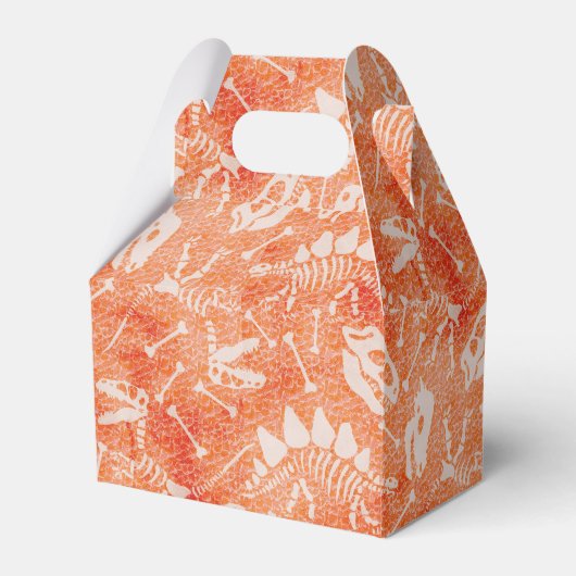 Dino Dig oranje Favor Box Bedankdoosjes (Voorkant Zijde)