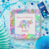 Dino Dig-regenboog Papieren Bordje (Feest)