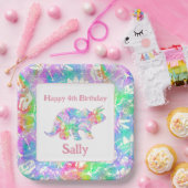 Dino Dig-regenboog Papieren Bordje (Feest)