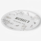 Dino Dig Round Birthday Papieren Bordje (Gekanteld)