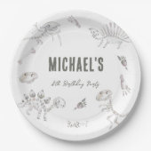 Dino Dig Round Birthday Papieren Bordje (Voorkant)