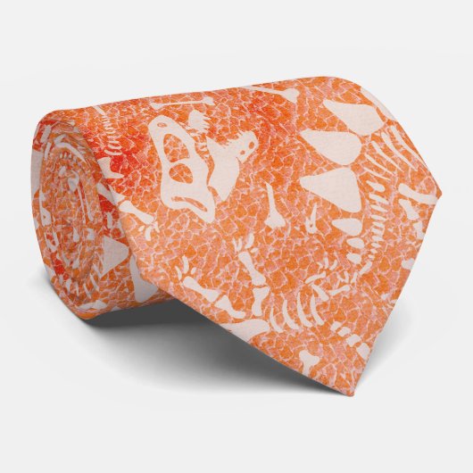 Dino Dig sinaasappel Stropdas (Opgerold)