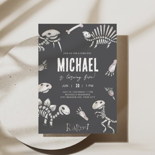 Dino Dig Theme Verjaardag Kaart