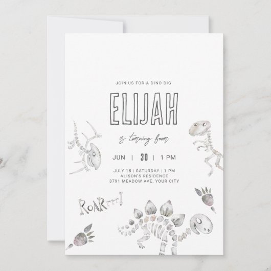 Dino Dig Verjaardag Kaart (Voorkant)