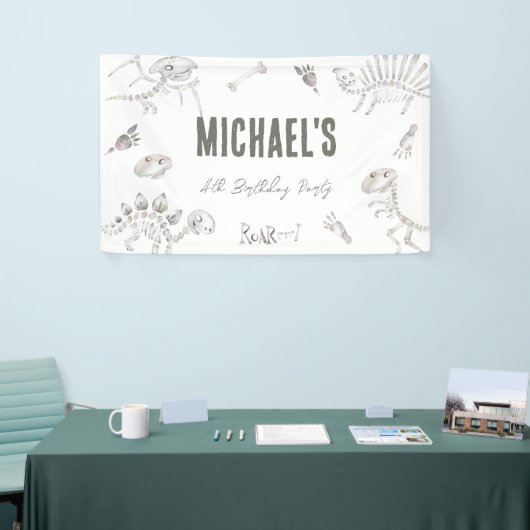 Dino Dig Verjaardag Welkom Spandoek (Beurs)