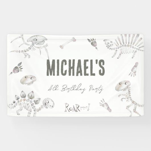 Dino Dig Verjaardag Welkom Spandoek (Horizontaal)