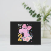 dino dinosaaur, tweede verjaardag, Premium Aankondigingskaart (Staand voorkant)