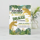 DINO DINOSAUR BIRTHDAY ARTIJ INVITATIE VOOR KINDER KAART (Staand voorkant)