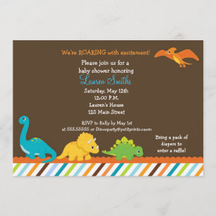 Dino Dinosaur Boys Baby shower Uitnodiging