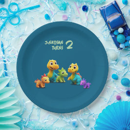 Dino dinosaur kid birthday party baby Paper Napkin Papieren Bordje