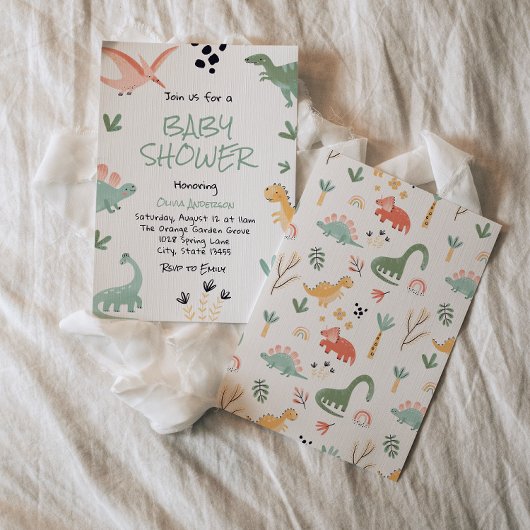 Dino Dinosaur Little Dino In The Way Baby shower Kaart