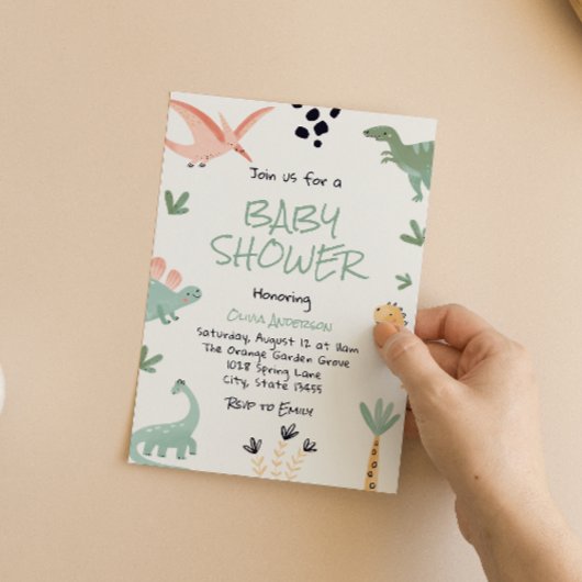 Dino Dinosaur Little Dino In The Way Baby shower Kaart