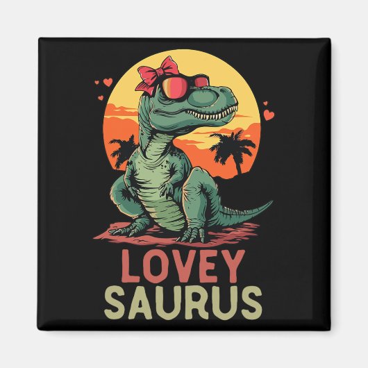 Dino Dinosaur Lovey-saurus T-rex Grappige Trex Magneet (Voorkant)