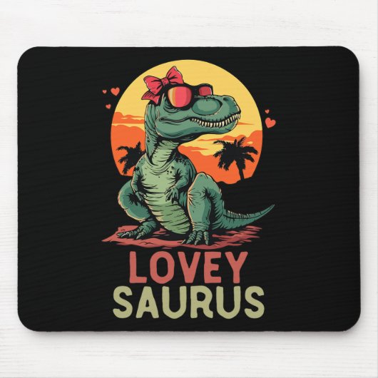 Dino Dinosaur Lovey-saurus T-rex Grappige Trex Muismat (Voorkant)
