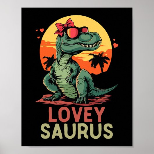 Dino Dinosaur Lovey-saurus T-rex Grappige Trex Poster (Voorkant)