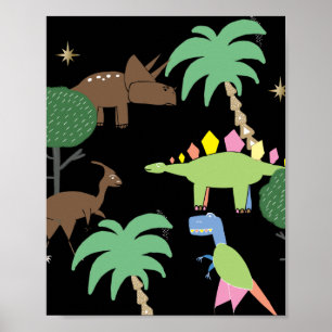 Dino Dinosaur Night in Jurrasic Park Art Kinder Poster