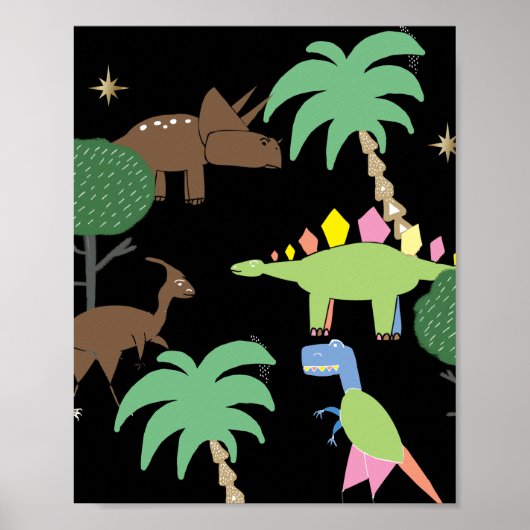 Dino Dinosaur Night in Jurrasic Park Art Kinder Poster (Voorkant)