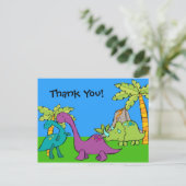 Dino Dinosaur Prehistoric Birthday Thank u Briefkaart (Staand voorkant)