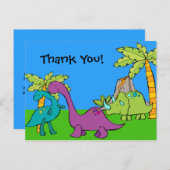 Dino Dinosaur Prehistoric Birthday Thank u Briefkaart (Voorkant / Achterkant)
