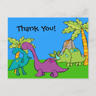 Dino Dinosaur Prehistoric Birthday Thank u Briefkaart