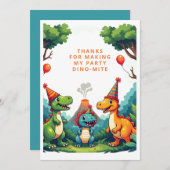 Dino Dinosaur Verjaardagsfeest Flat Dank u kaart (Voorkant / Achterkant)