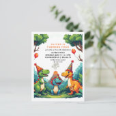 Dino Dinosaur Verjaardagsfeest Uitnodiging Post Ka (Staand voorkant)