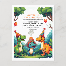 Dino Dinosaur Verjaardagsfeest Uitnodiging Post Ka Briefkaart