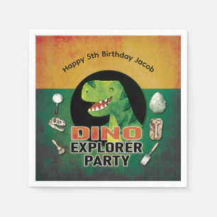 Dino Dinosaur Verjaardagsfeestje Explorer Servet