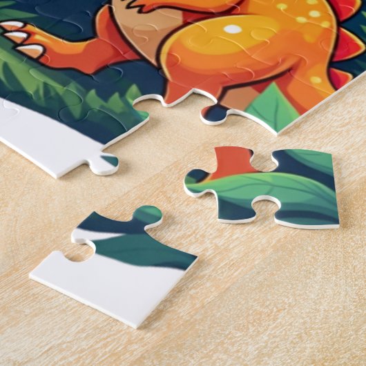 Dino Dinosaur verjaardagsfeestje uitnodiging Legpuzzel (Zijkant)
