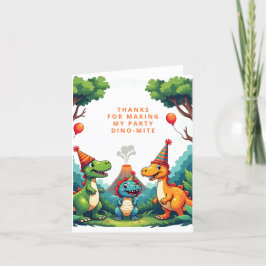 Dino Dinosaur Verjaardagsfeestje Vouwkaart om te B Bedankkaart