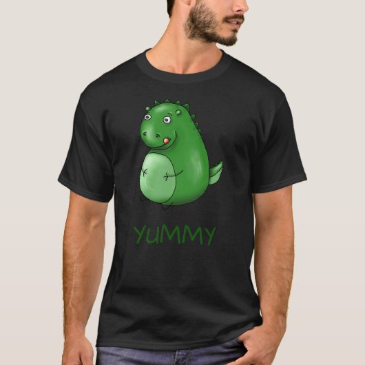 Dino Dinosaur Yummy Funny Delicious Irony Fun Funn T-shirt (Voorkant)