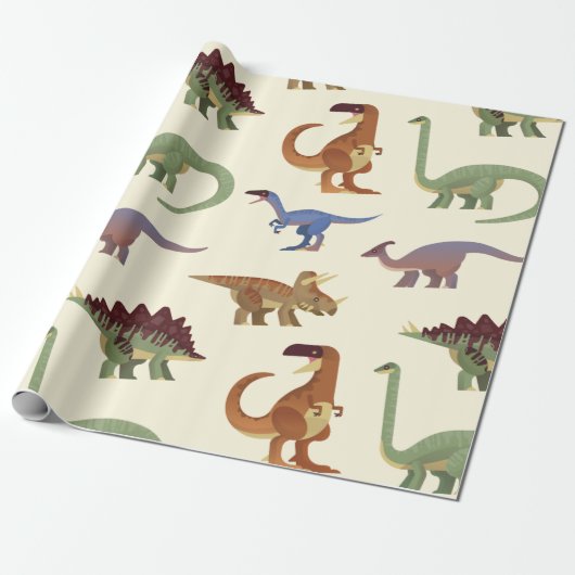 Dino Dinosaurier Cadeaupapier (Uitgerold)