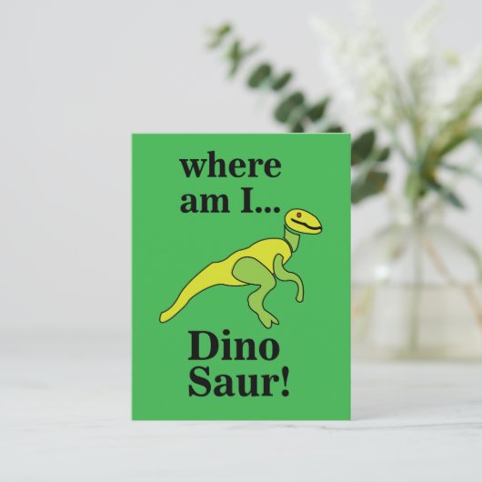 Dino Dinosaurius Waar Ben Ik Grappig Briefkaart (Staand voorkant)