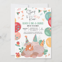 Dino Dinosaurus Eén-A-Saurus Verjaardagsfeest Uitn Kaart