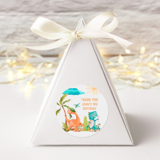 Dino Dinosaurus Rex Verjaardagsfeestje Douche Ronde Sticker